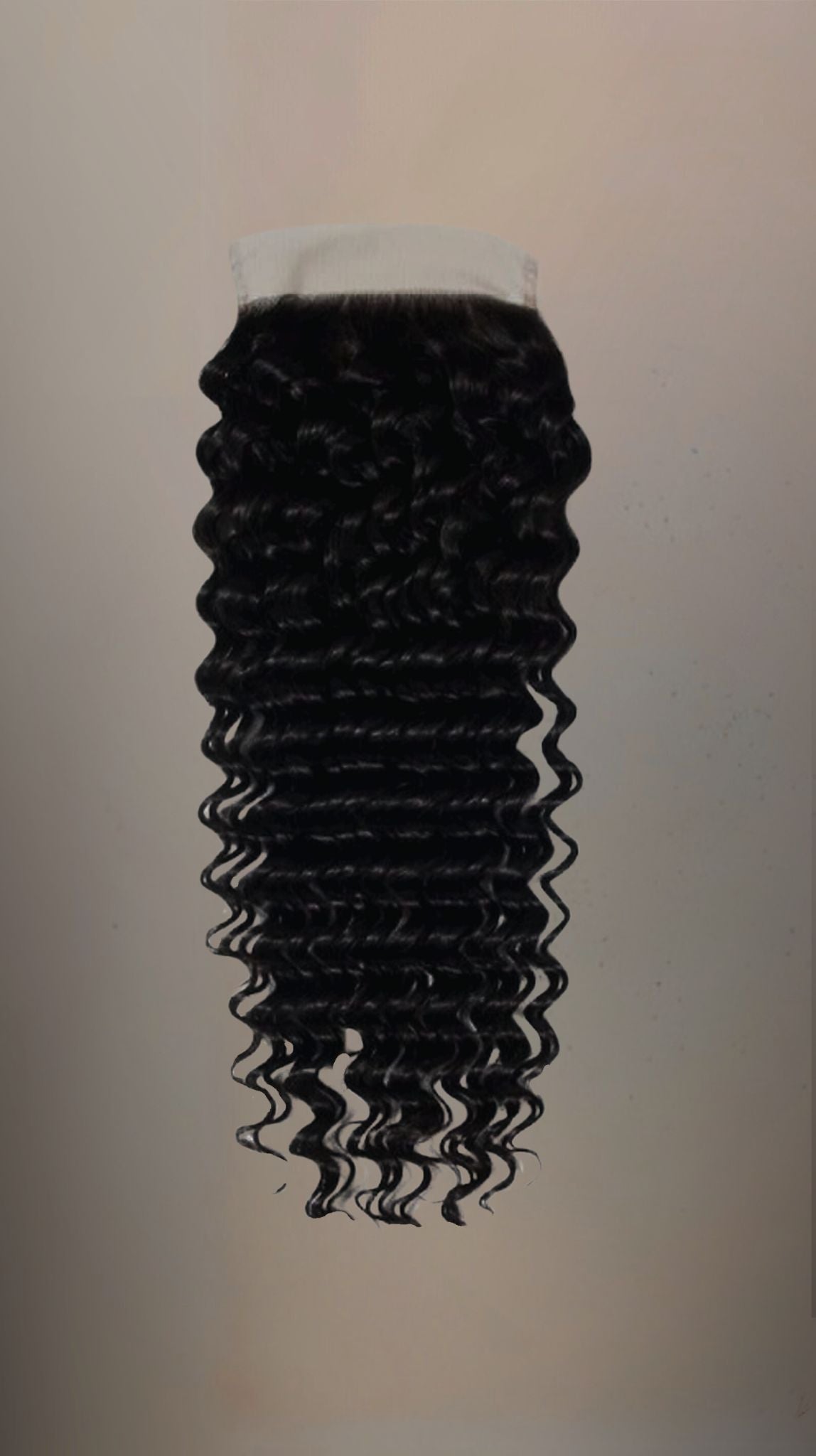 Flat display of Raw Indian Deep Wave 5x5 HD Closure, emphasizing its defined wave pattern and premium quality lace.